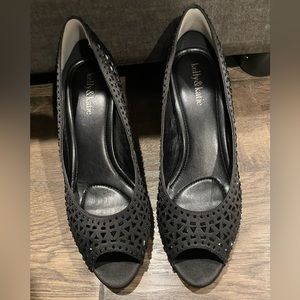 Black studded peep toe heel
